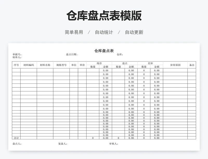仓库盘点表模版