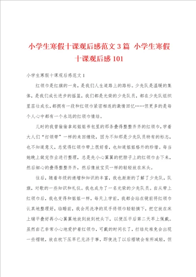 小学生寒假十课观后感范文3篇 小学生寒假十课观后感101