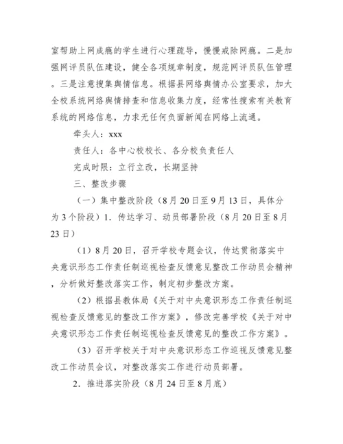 学校有关对中央意识形态工作贡任制巡视检查反馈意见整改工作方案.docx