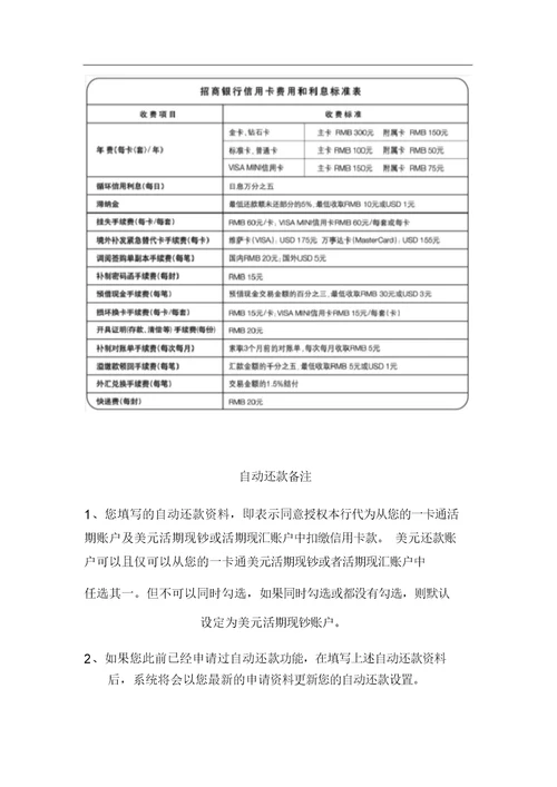 《招商银行信用卡(个人卡)通用领用合约》地主要条款