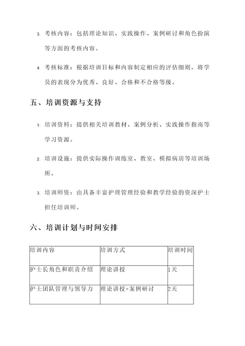 新护士长岗前培训方案