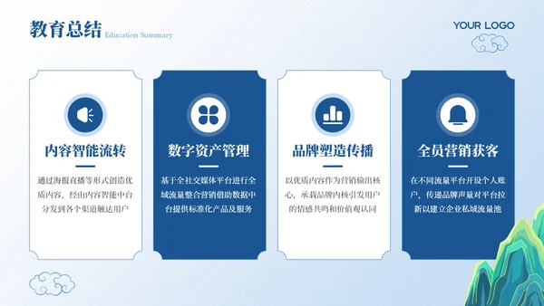 蓝色弘扬国学经典传承中华文化PPT模板