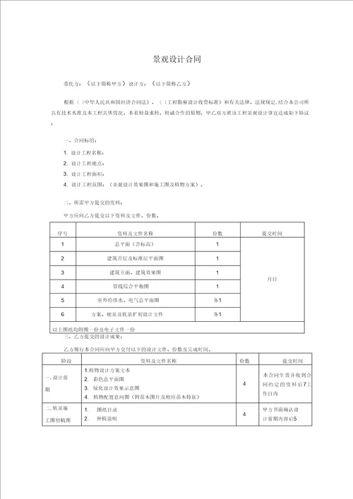 园林绿化景观工程设计合同