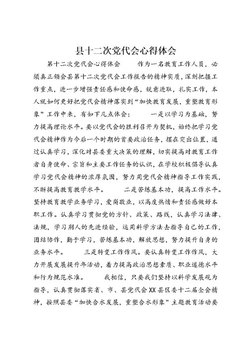 县十二次党代会心得体会 (3)