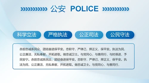蓝色大气公安警察职责动态PPT模板