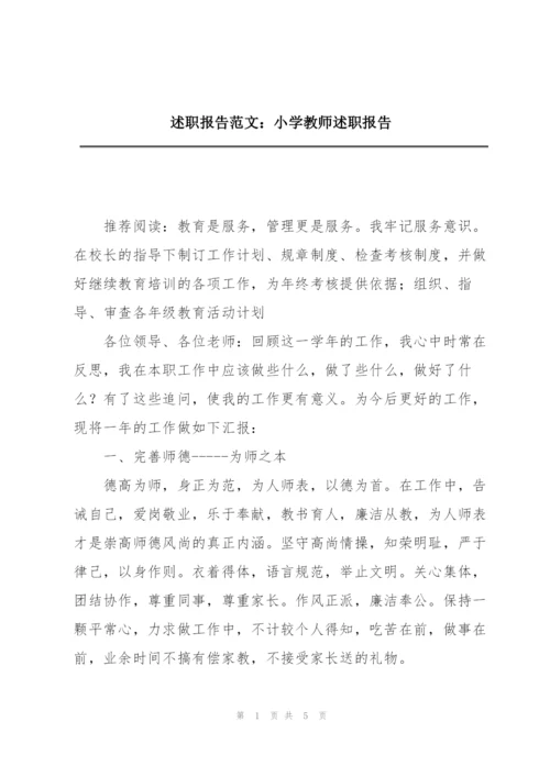 述职报告范文：小学教师述职报告.docx