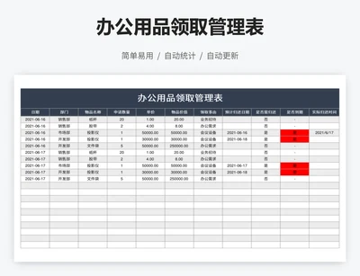 办公用品领取管理表