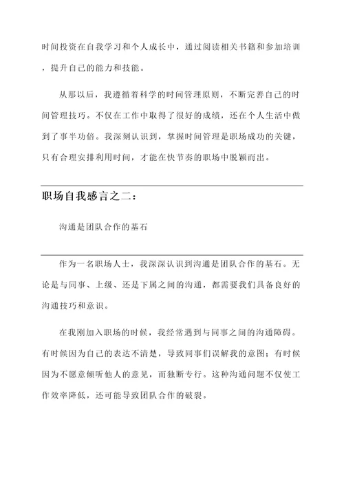 职场自我感言