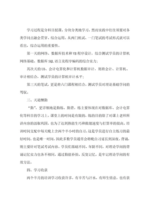 审计计算机培训学习心得体会