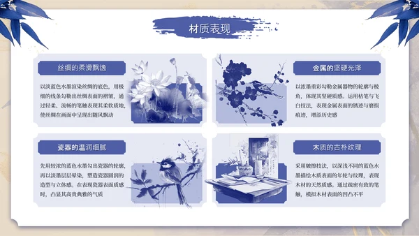 蓝色系古风蓝绾风华年中总结PPT模板