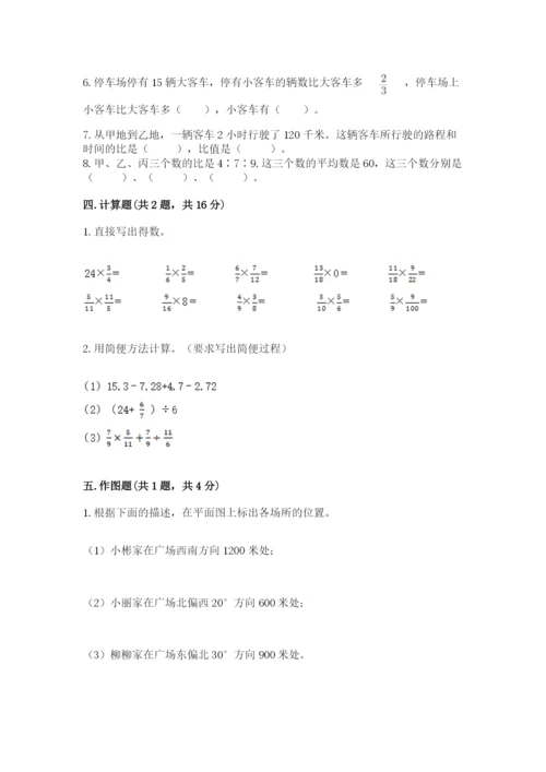 小学六年级上册数学期末测试卷含答案【达标题】.docx