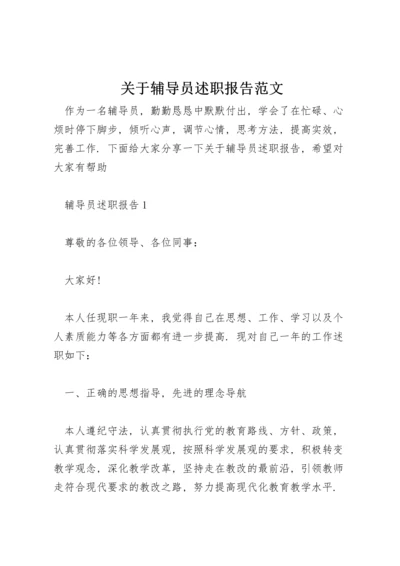 关于辅导员述职报告范文.docx