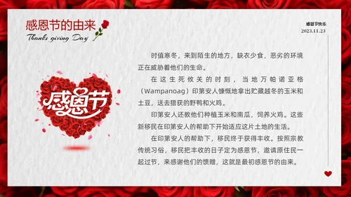 红色玫瑰温馨爱在感恩节感恩节介绍PPT