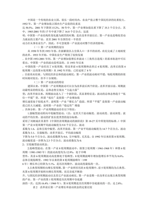 中国经济周期波动的产业结构特征
