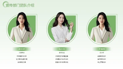 绿色商务风公司宣传团队多人介绍页