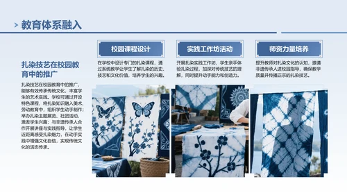 蓝色中国风非遗扎染文化技艺PPT模板