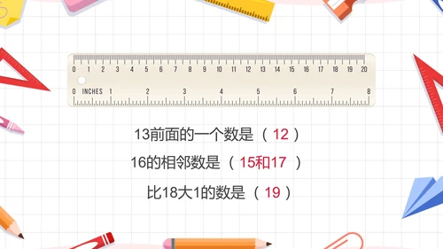 人教版一年级数学11-20各数的认识课件PPT模板