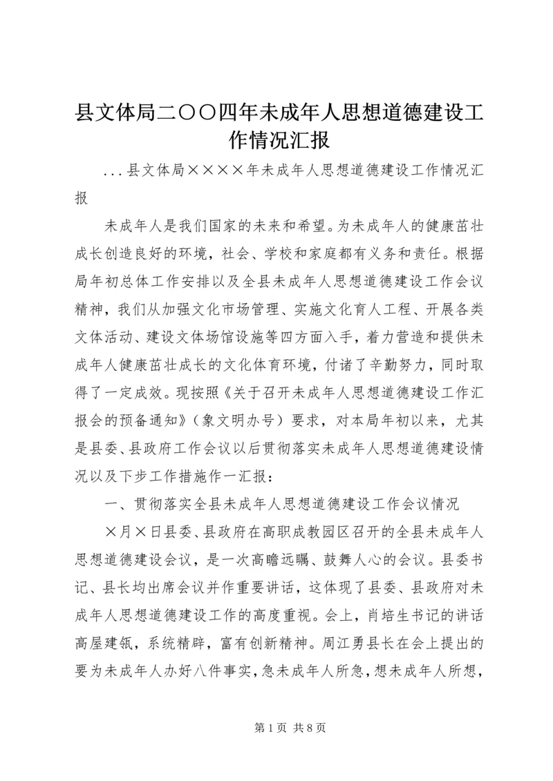 县文体局二○○四年未成年人思想道德建设工作情况汇报.docx