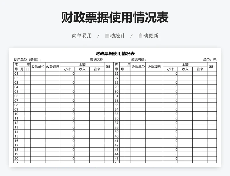 财政票据使用情况表