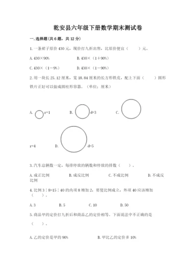 乾安县六年级下册数学期末测试卷（典型题）.docx
