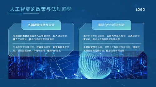 蓝色科技风人工智能应用现状与发展趋势论文答辩PPT