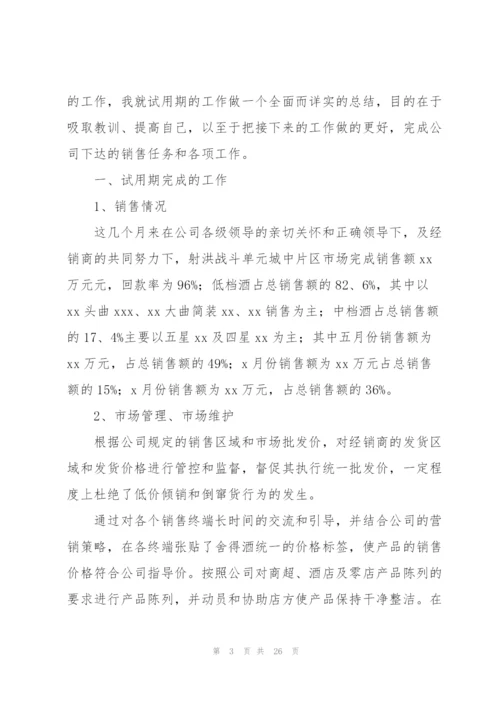 销售员试用期工作总结范文10篇.docx