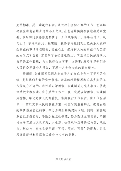 学习梁雨润、张建国先进事迹心得体会.docx