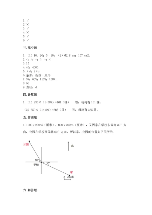 小学六年级上册数学期末测试卷及参考答案【达标题】.docx