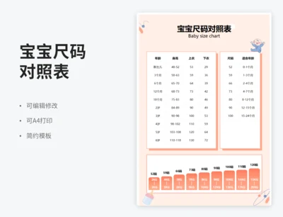 宝宝尺码对照表