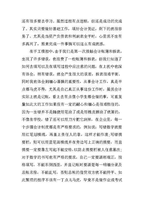 XX年会计专业实习生社会实践报告范文