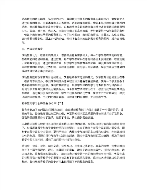 初中教师学习心得体会500字