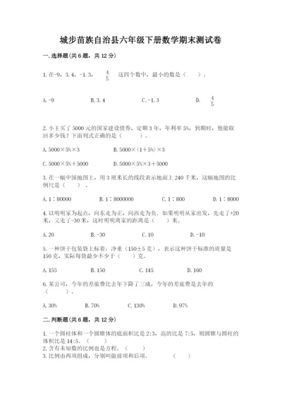 城步苗族自治县六年级下册数学期末测试卷精品有答案.docx