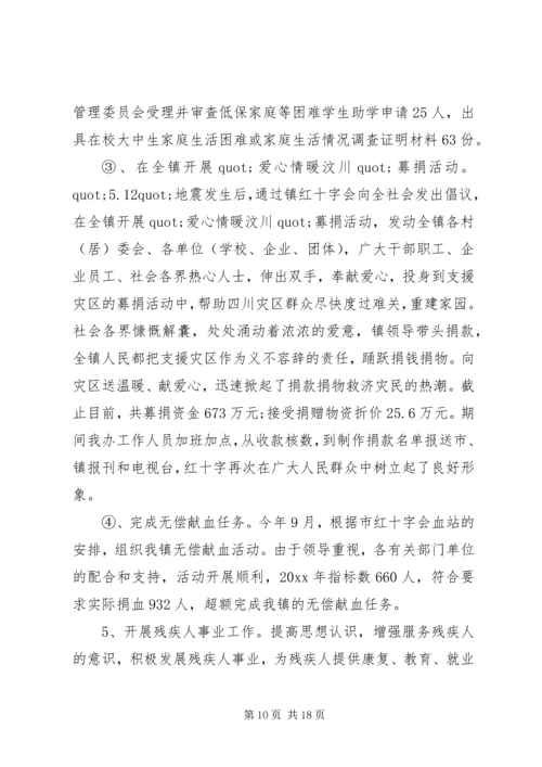 乡镇社会事务办年终工作总结范文.docx