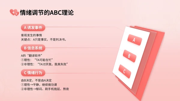 玫瑰红3D立体风校园心理健康宣传活动讲座PPT模版