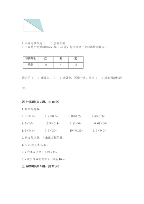 人教版五年级上册数学期末测试卷带答案（完整版）.docx