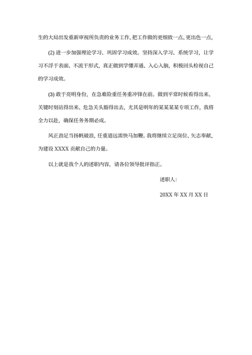 20XX个人述职报告