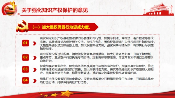 关于强化知识产权保护的意见党建通用PPT模板