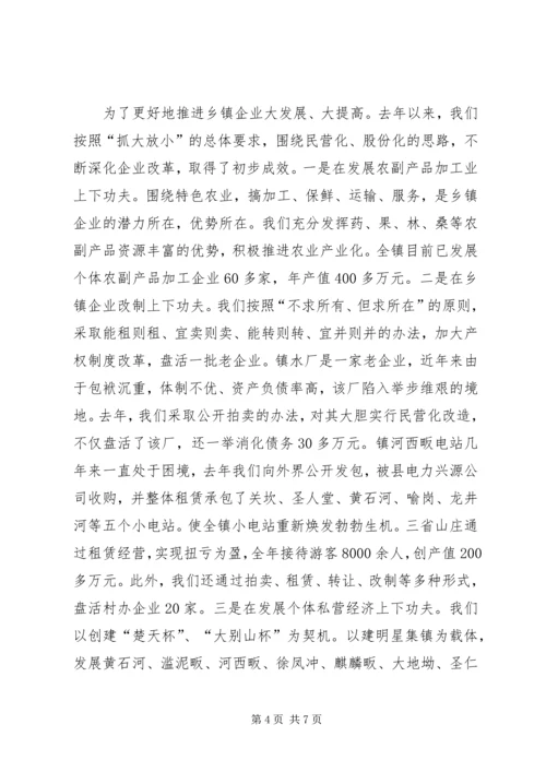 县乡镇企业工作会上的发言材料.docx