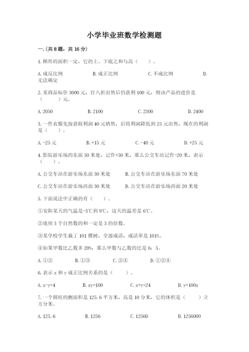 小学毕业班数学检测题含完整答案【名师系列】.docx