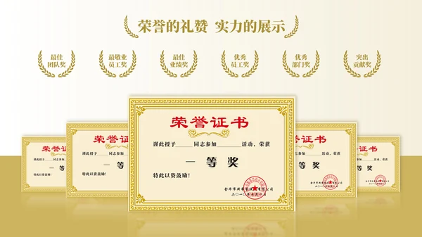 金色简约风证书排版PPT版式合集