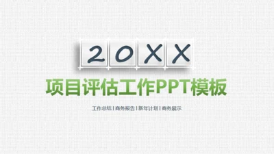 项目评估工作总结布纹质感通用PPT模板