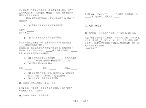 期末练习五年级下学期小学语文同步考点期末模拟试卷B卷练习题