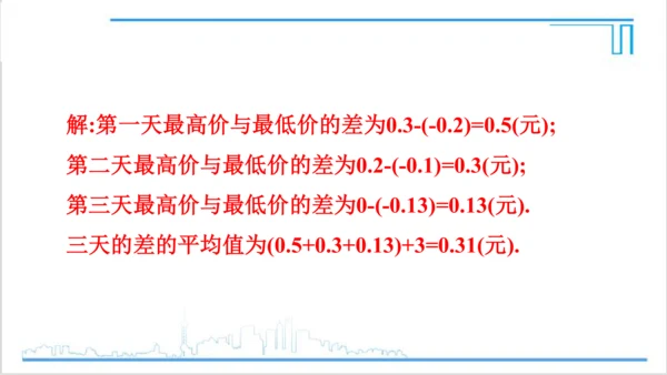 【高效备课】人教版七(上) 1.3 有理数的加减法 习题 1.3 课件
