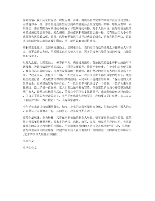 2020抗击肺炎疫情的作文精选