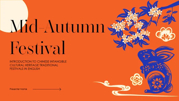 橙蓝色国风中国非遗传统节日中秋节介绍英语演讲