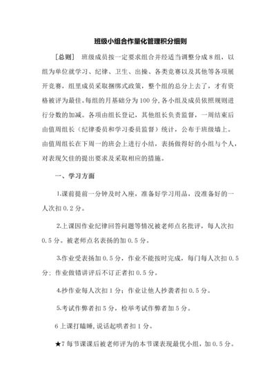 班级小组合作量化管理积分细则.docx