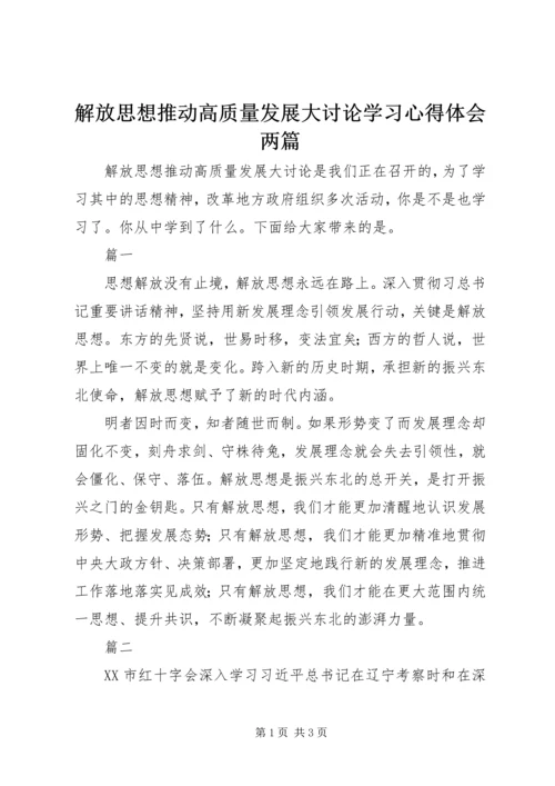 解放思想推动高质量发展大讨论学习心得体会两篇.docx