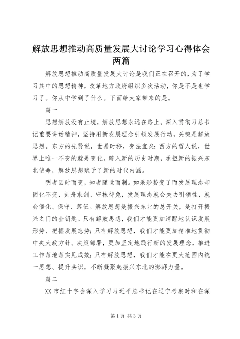 解放思想推动高质量发展大讨论学习心得体会两篇.docx