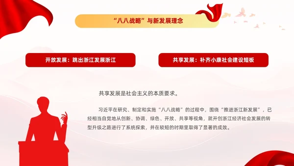 红色党建风八八战略党课学习课程PPT