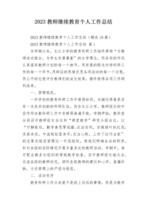 2023教师继续教育个人工作总结.docx